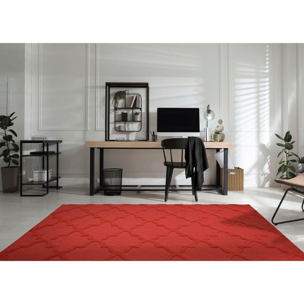 Garland Rug Quatro Polypropylene Chili Red Indoor Area Rug, 7'6" x 9'6"