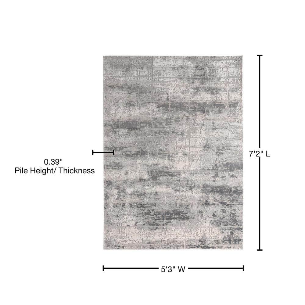 5 ft. 3 in. x 7 ft. 2 in. Cascades Mazama Contemporary & Transitional Rectangle Machine Made Area Rug, Grey