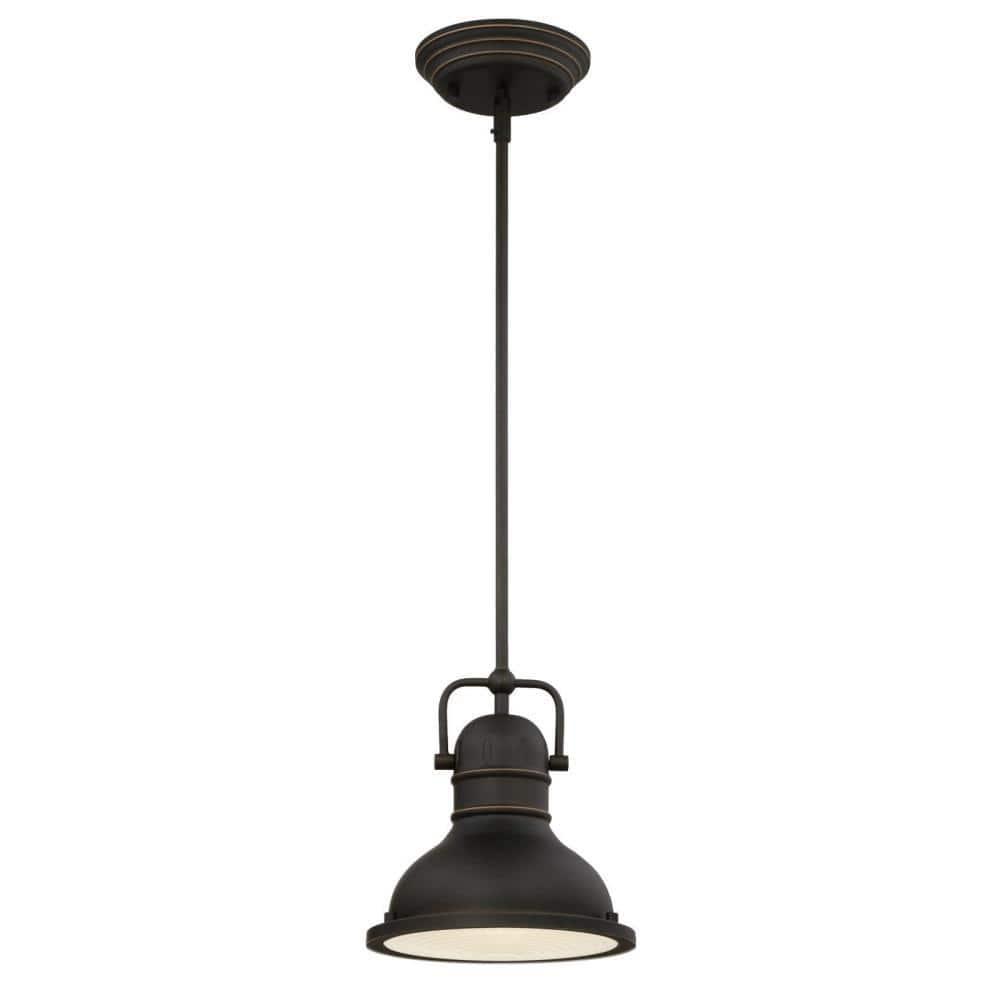 Westinghouse Lighting 63082B One-Light LED Mini Pendant Oil Rubbed Bronze with Highlights & Frosted Prismatic Lens