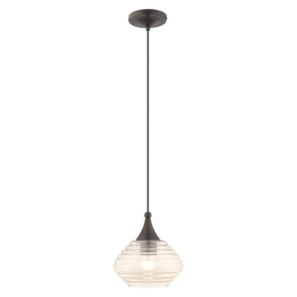 Livex Lighting Art Glass 1 - Light Pendant in English Bronze