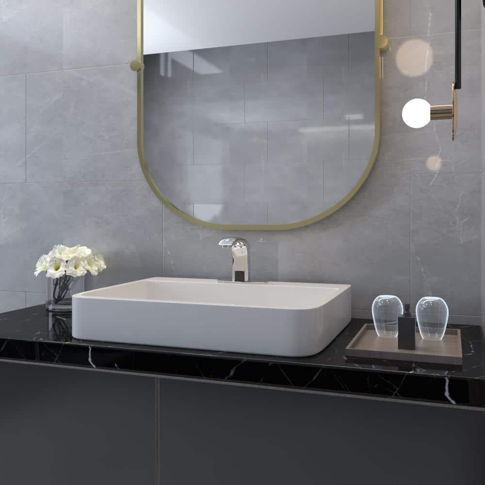 BWE Automatic Sensor Touchless Bathroom Sink Faucet With Deck Plate In Polished Chrome