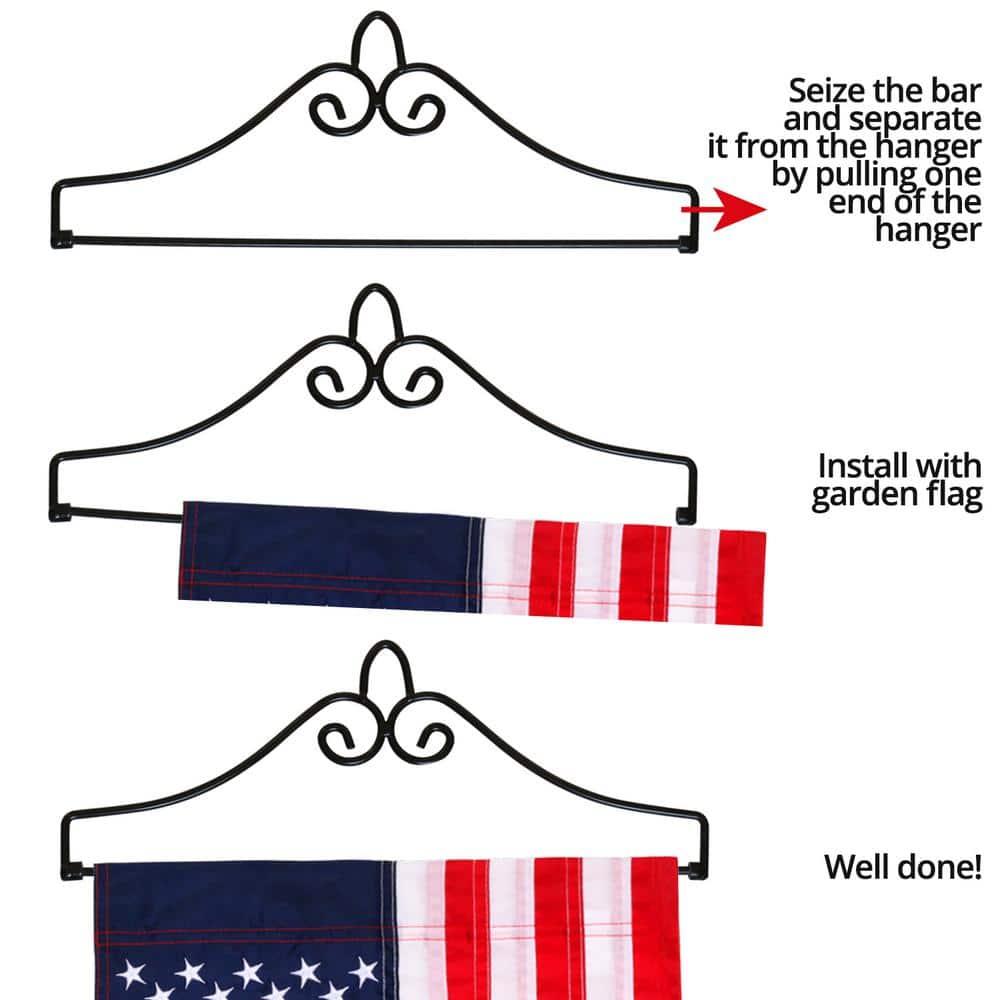 Anley Wrought Iron Garden Flag Hanger - Garden Banner Holder Detached to Use - Rust Resistant & Black Matte Coating