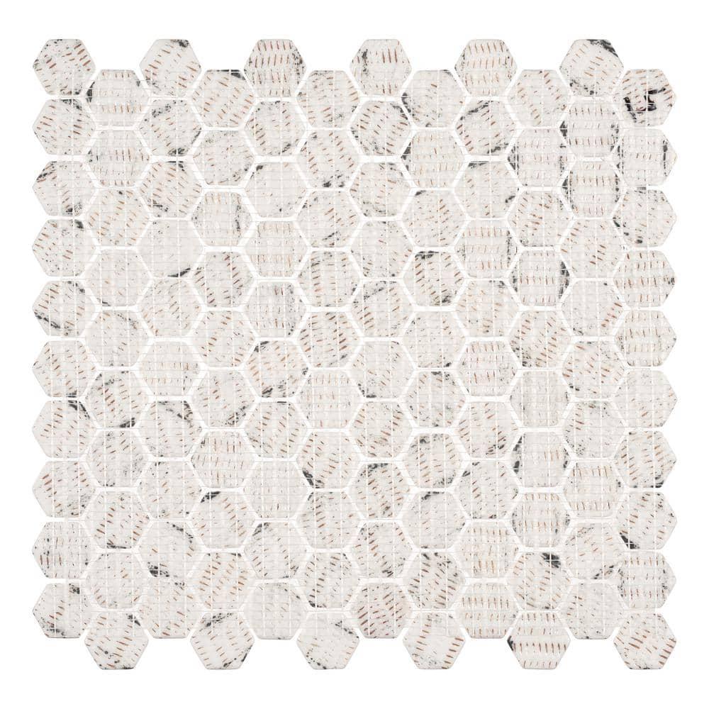 Trillions Hexagon Honeycomb Glass Mosaic Kitchen Backsplash, Bathroom, Shower, Pool, Wall and Floor Tile