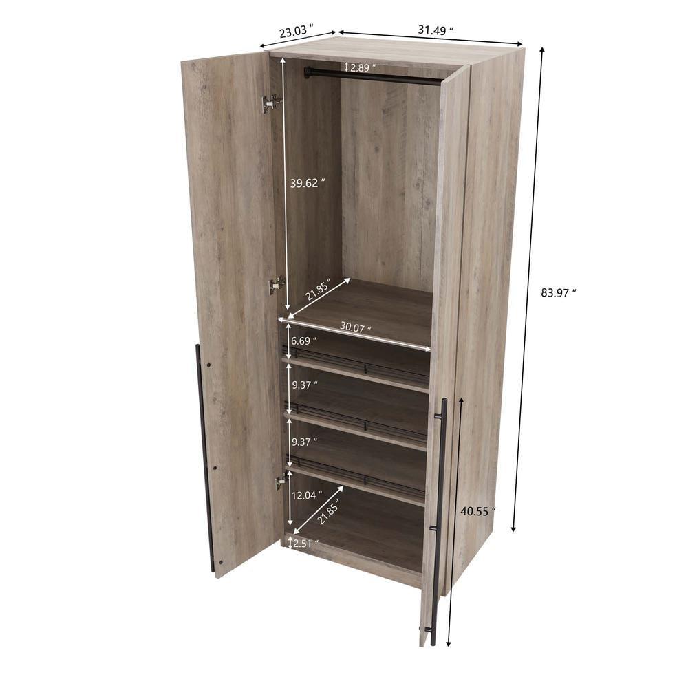 Manhattan Comfort Lee Freestanding Wardrobe Closet 3.0 with 1 Hanging Rod, 3 Shoe Shelves, and 1 Basic Shelf