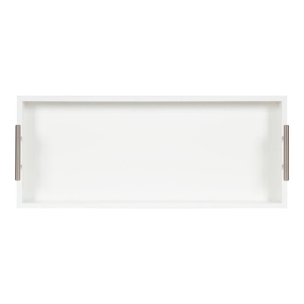 Kate and Laurel Lipton Tray, 10x24, White and Silver