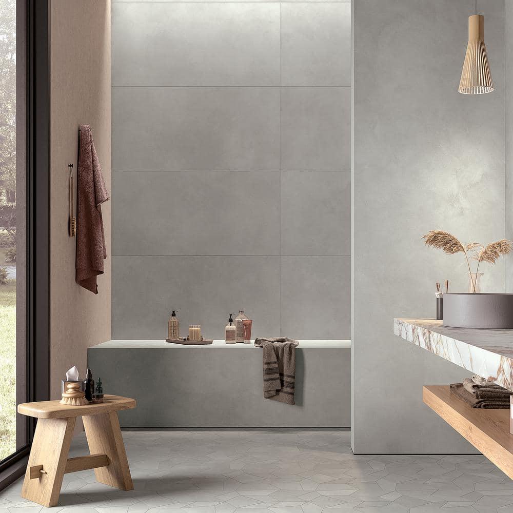 Bond Tile Ryx 15.74 in. x 31.49 in. Matte Porcelain Concrete Look Floor and Wall Tile (13.77 Sq. Ft. / Case)
