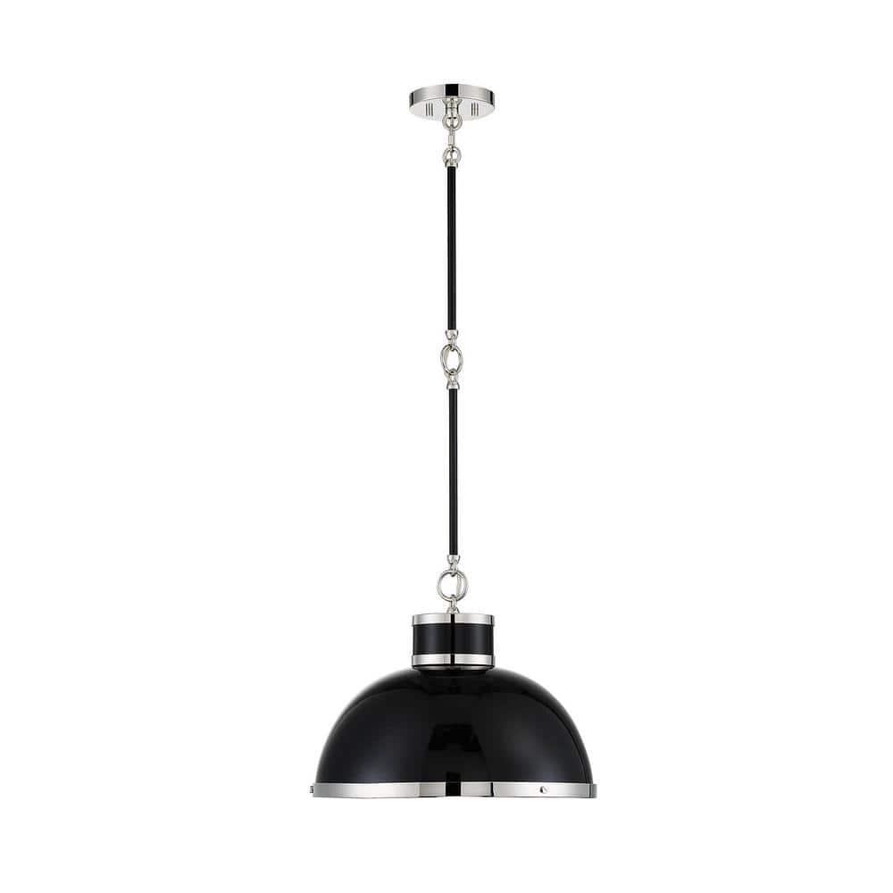 Savoy House Corning 1 - Light Pendant in  Black/Polished Nickel