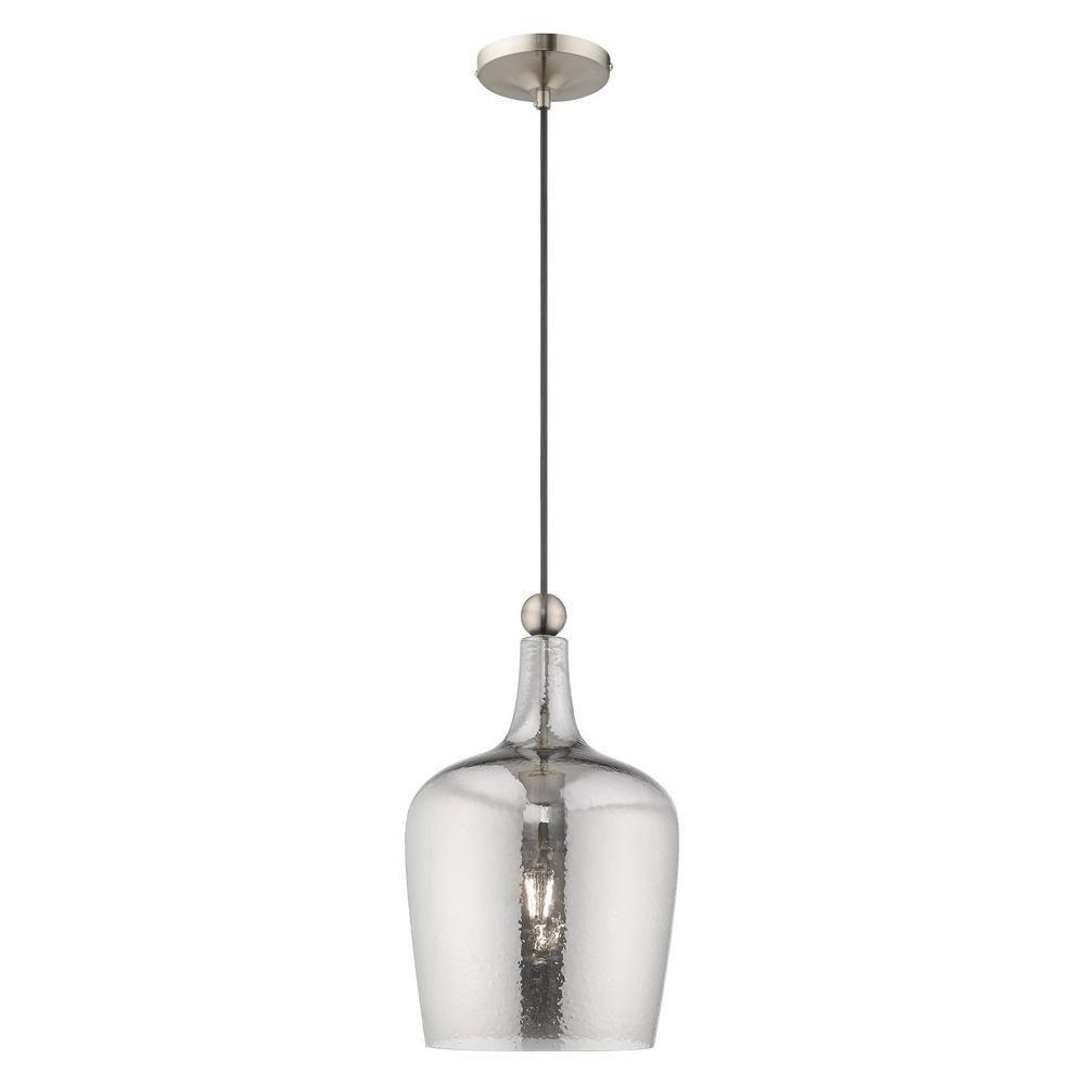 Livex Lighting Art Glass 1 - Light Pendant in  Brushed Nickel