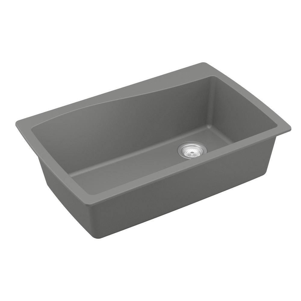 Karran Karran Drop-in Quartz Composite 34'' X 22'' 1-Hole Single Bowl Kitchen Sink QT-722-GR