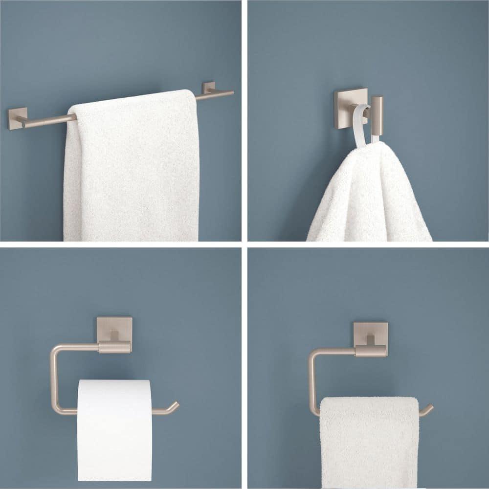 Franklin Brass Nash 4-Piece Bath Hardware Set 18" Towel Bar w/ Extender Toilet Paper Holder Towel Holder Towel Hook NASH64-BN
