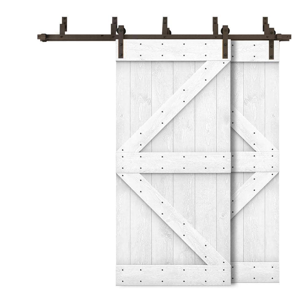 Calhome 84'' Solid Wood Paneled Painted with Installation Hardware Kit Barn Door