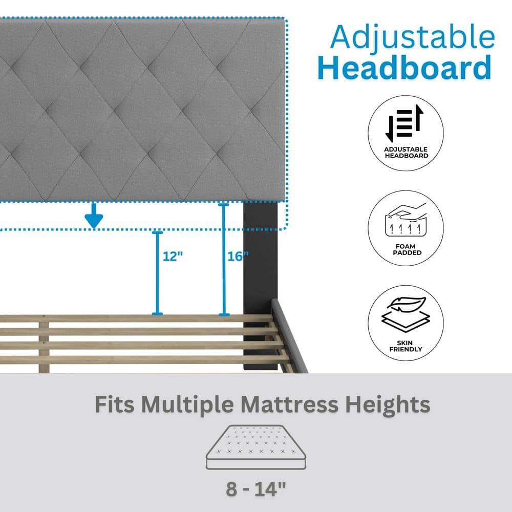 Boyd Sleep Boyd Sleep Chloe Linen Upholstered Bed Frame with Adjustable Headboard, Sturdy Wood Slat System, No Box Spring Required