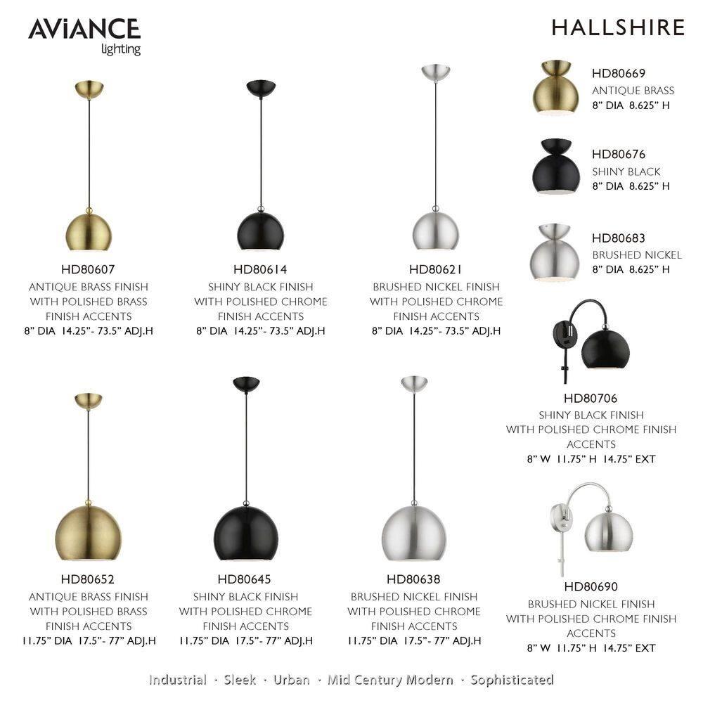 Livex Lighting Stockton 1 - Light Pendant in  Brushed Nickel/Polished Chrome