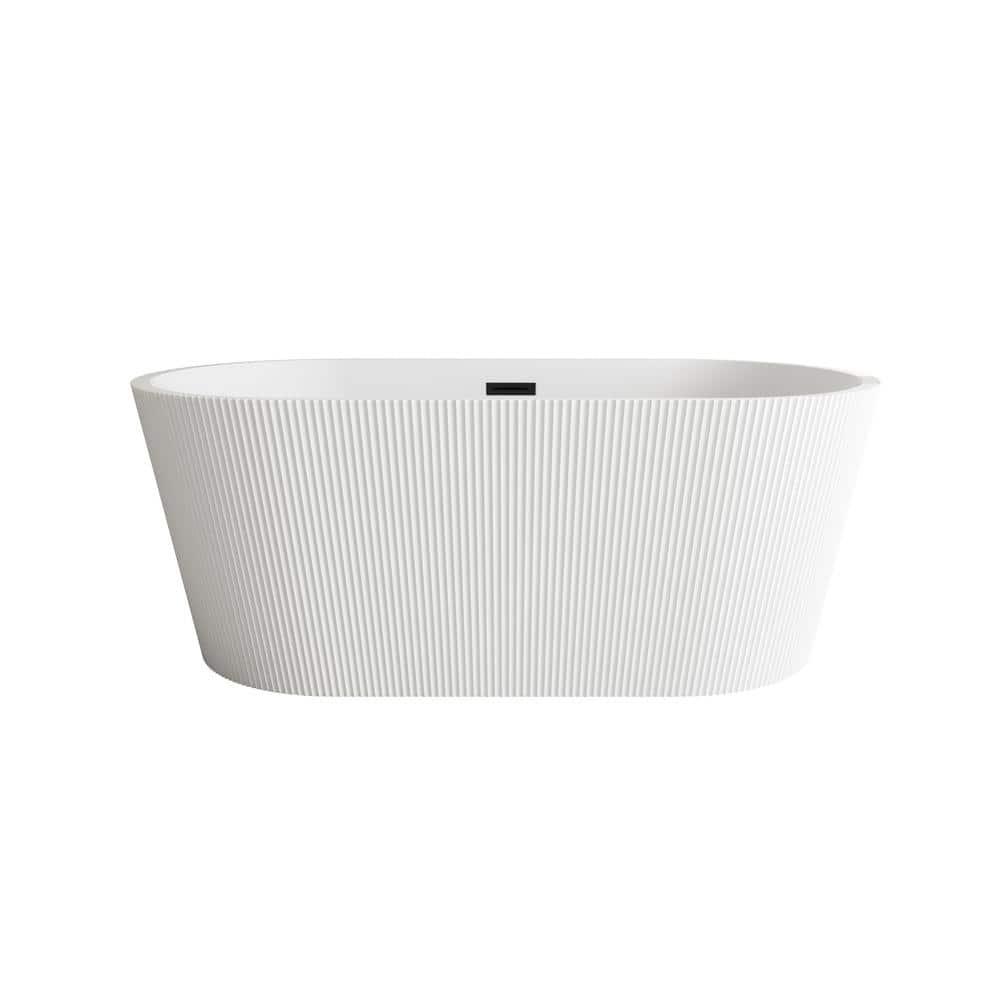 59 Inch Bathtub in Glossy White with Trim