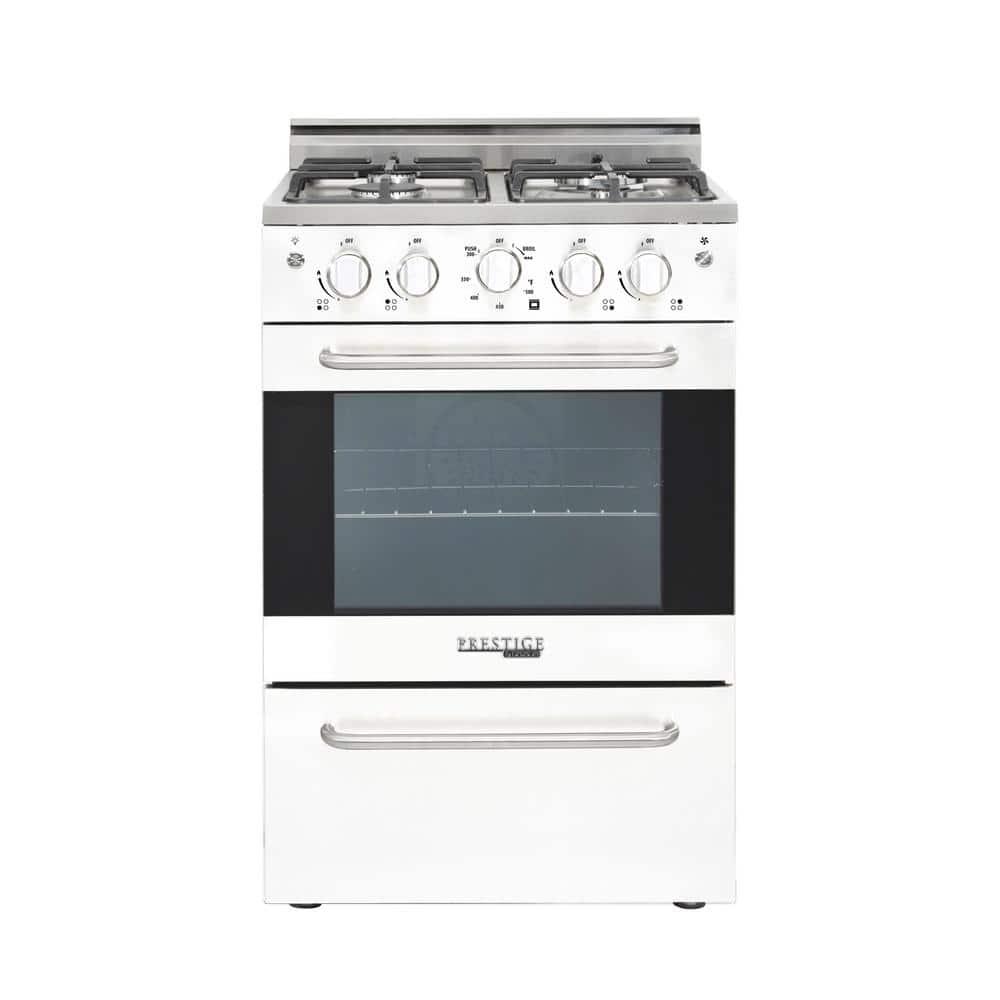 Unique Prestige 24” 2.3 cu ft Double Oven Gas Range in White