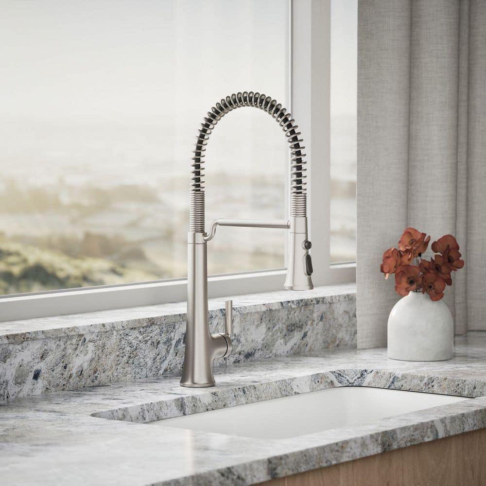 Kohler Tone Single Handle Semi-Professional Pre-Rinse Kitchen Sink Faucet with Three-Function Pull Down Sprayer
