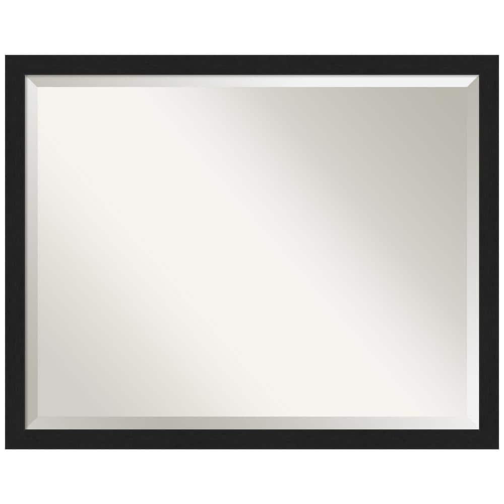 30" x 24" Grace Narrow Brushed Framed Bathroom Vanity Wall Mirror Black - Amanti Art: Wall Mount, Polystyrene Frame