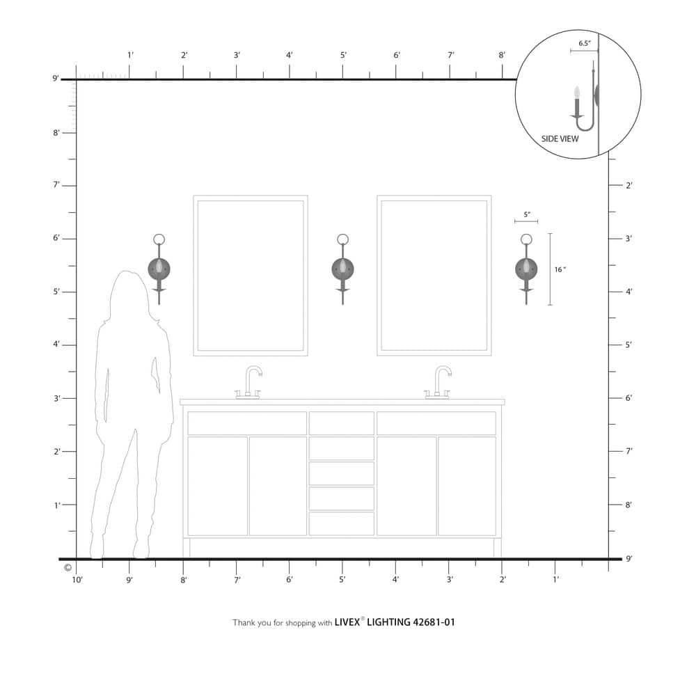 Livex Lighting Estate 1 - Light Wall Light in  Antique Brass