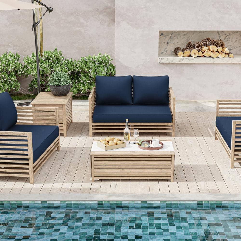 Outdoor Loveseat Cushion, Waterproof Fade & Tear Resistant Seat and Backrest Cushion Set for Patio Furniture,46x24 Inch, Navy