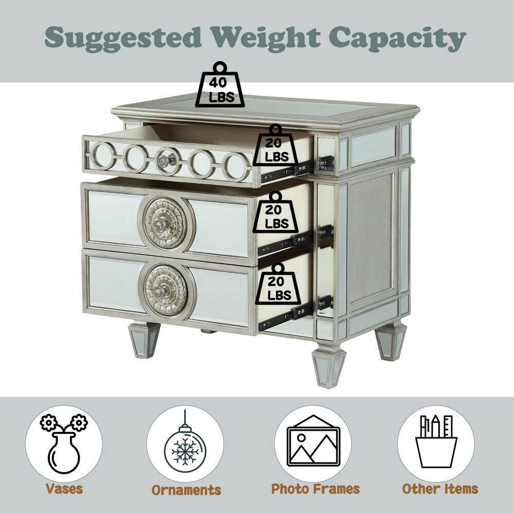 Nightstand in Mirrored Night Stand Bedside Table Bedroom Side Table Furniture