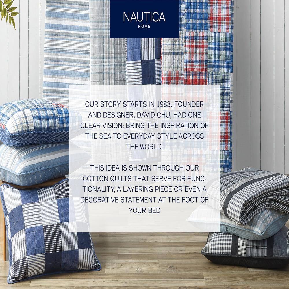 Nautica Fleetville Cotton Reversible Grey Quilt Set