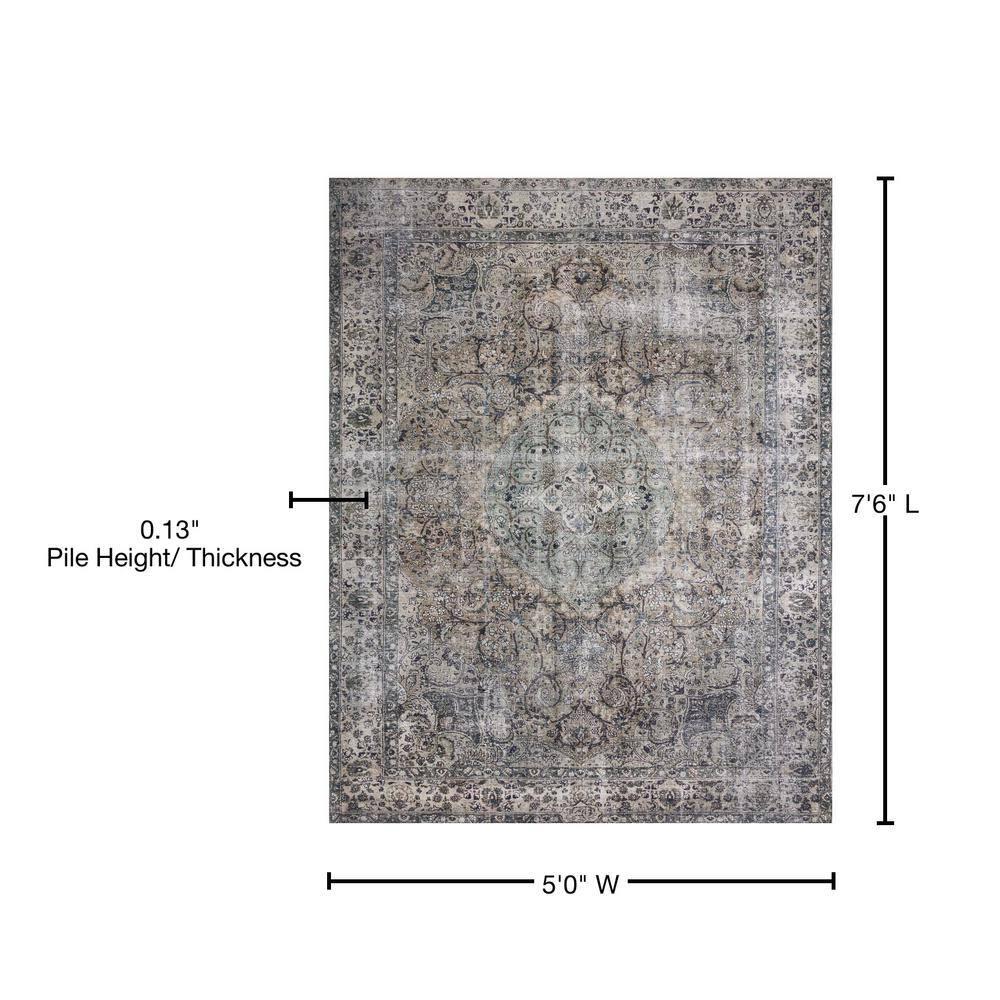 Loloi II Layla Printed Oriental Distressed Taupe / Stone Area Rug