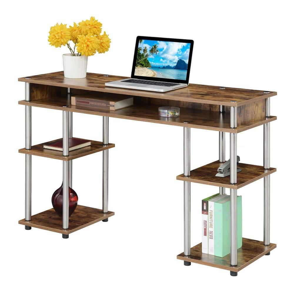 Convenience Concepts Designs2Go 30" Tall No Tools Student Desk with Shelves, Barnwood