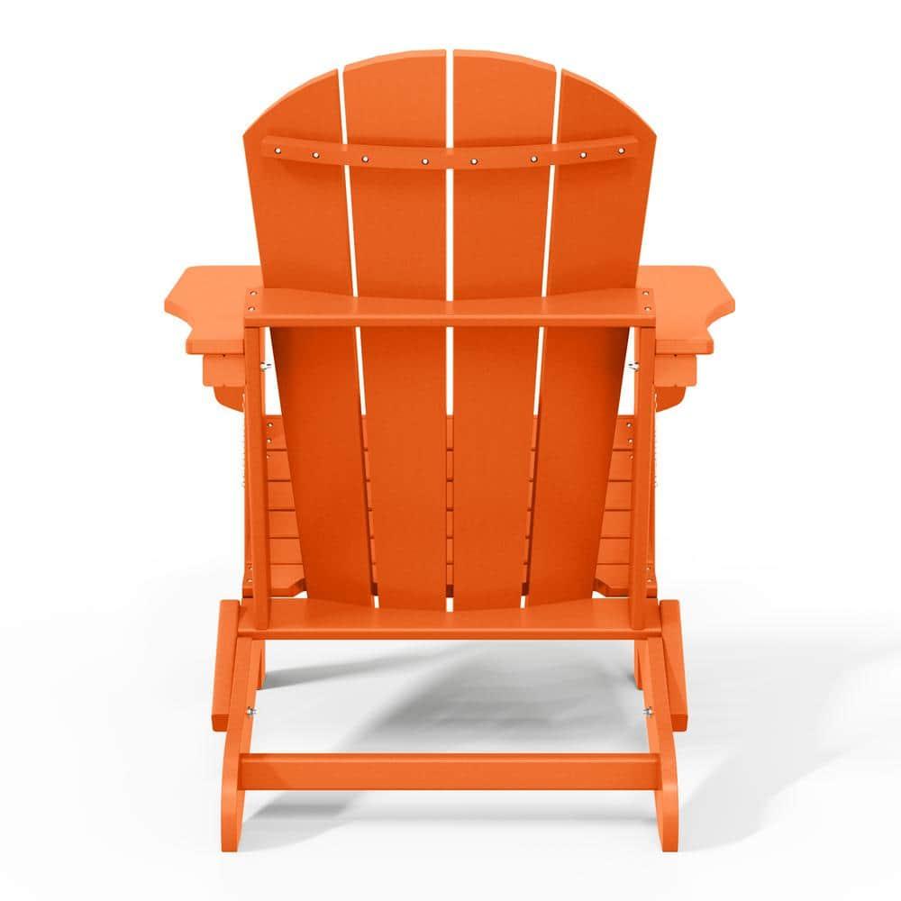 JUSTLET Outdoor Patio Chair, HDPE Folding Adirondack Chair Set of 2, Orange