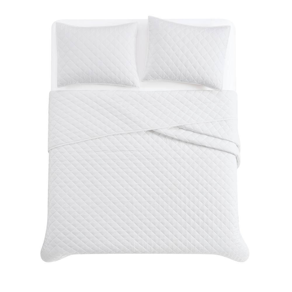 Cannon 3pc King Percale Quilt Set White