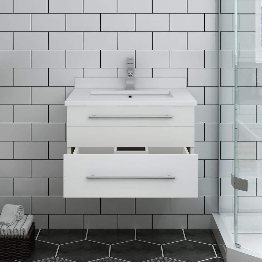 Lucera 24" Wall Mount Modern Single Sink Bathroom Vanity with Top and Undermount Sink
