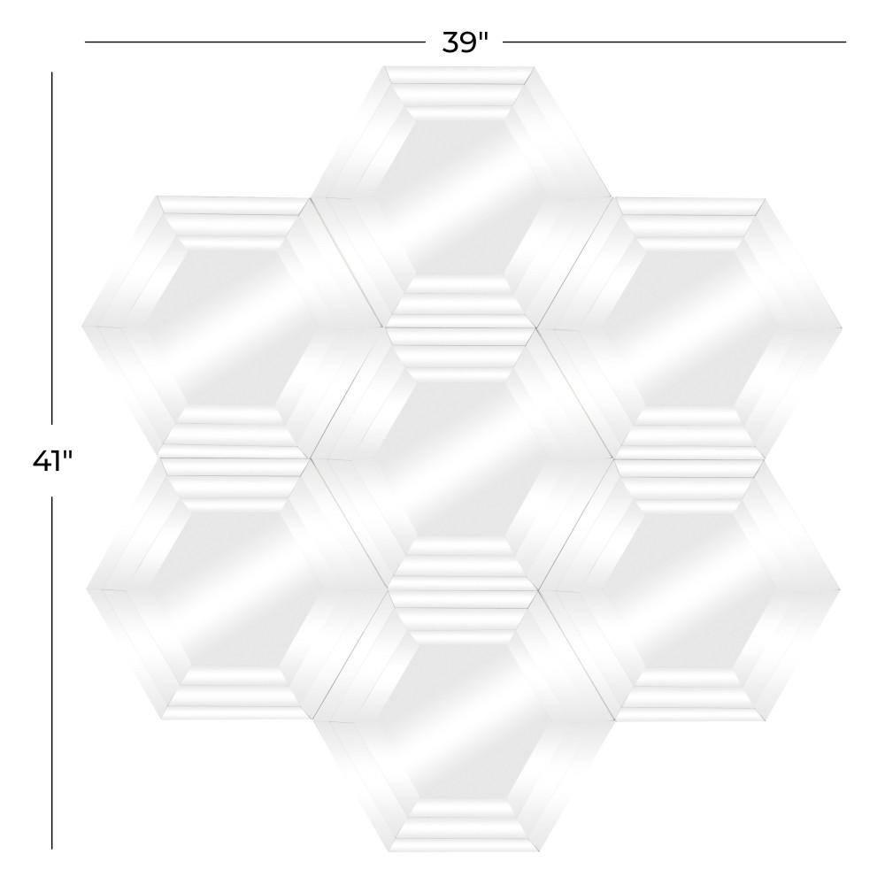 DecMode 39" x 41" Silver Honeycomb Shaped Geometric Wall Mirror