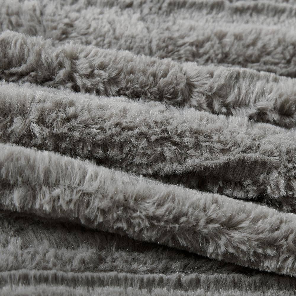 Gray Polar Brushed Faux Fur Comforter Mini Set King/California King 3pc