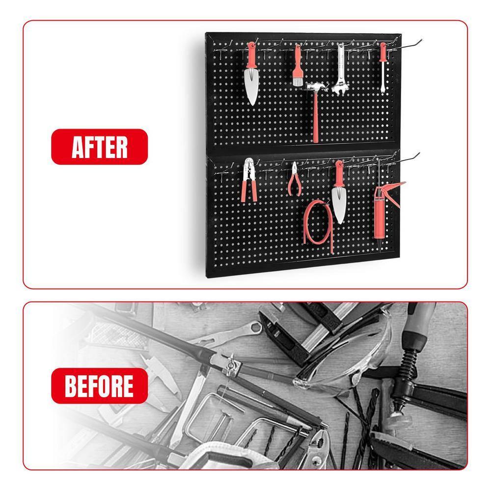 Torin 22 Piece Metal Wall Pegboard Utility Tool Storage System: Modular Pegboard Organizer Board Kit for Optimal Tool Organization in Garage, Workbench, Shop, Shed (Black)