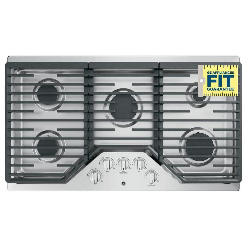 GE Appliances GE Appliances 36" Gas 5 Burner Cooktop with Dual Size Power Burner JGP5036SLSS