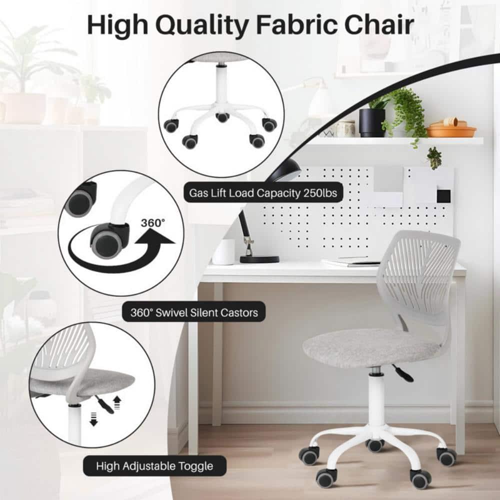 Homycasa Teen Fabric Task  Small Space Mesh Ergonomic Swive Chair-Grey