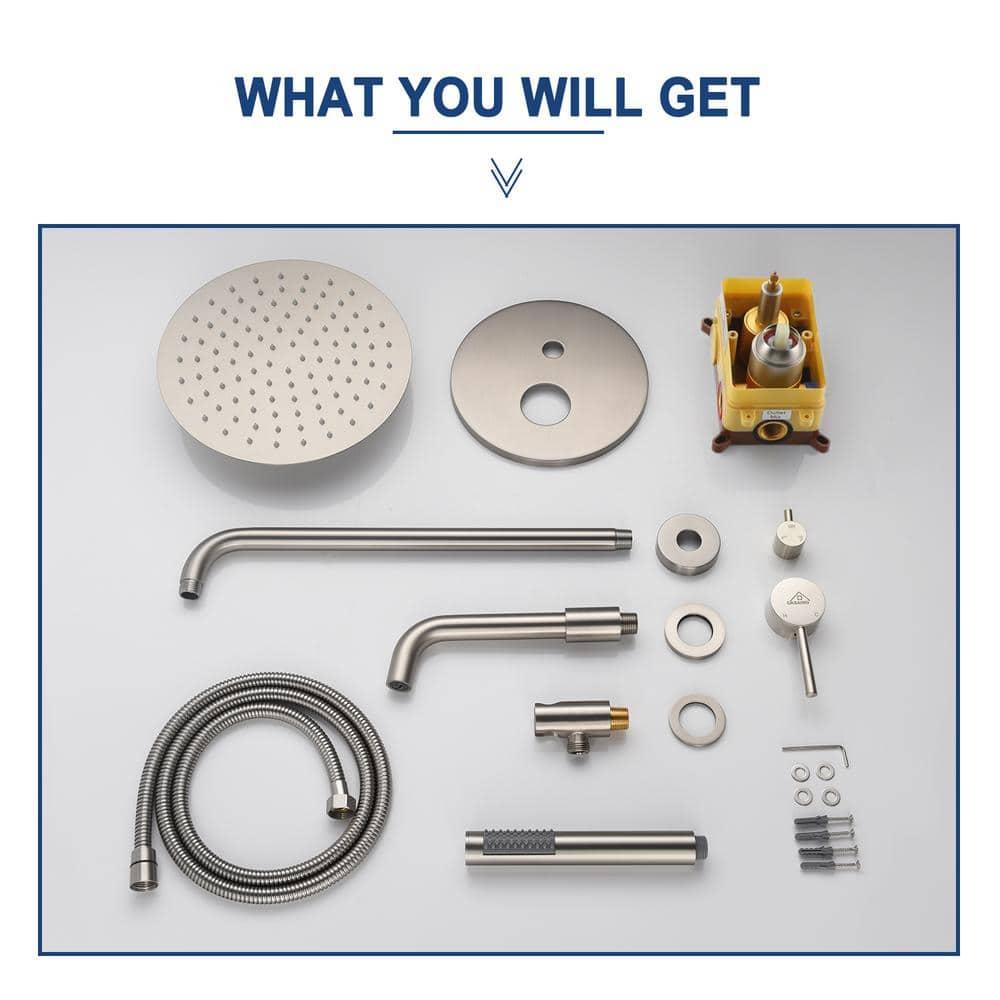 Luxury Wall-Mounted 3-Function Shower System Solid Brass Mixer Valve, 1.8 GPM Flow & Dual Showerheads with Rough-in Valve