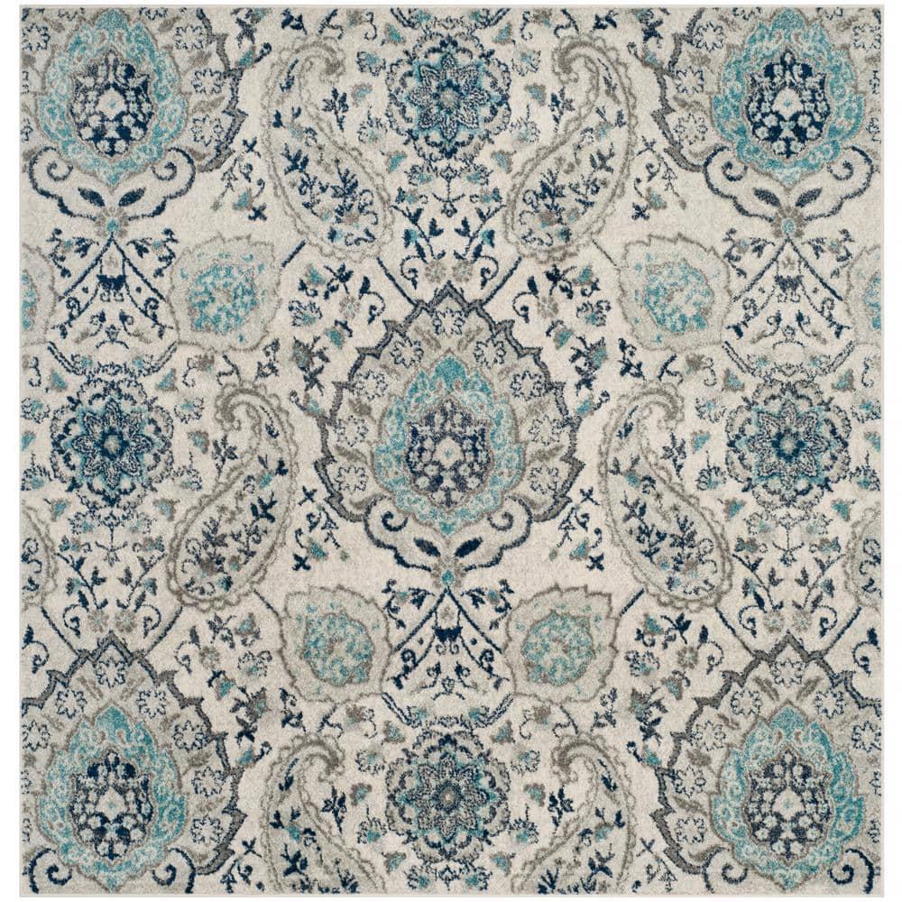 SAFAVIEH Madison Hope Floral Paisley Area Rug, Cream/Light Grey, 10' x 10' Square