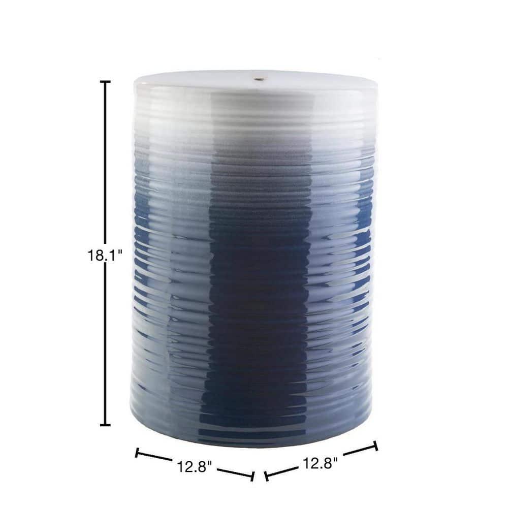 Navy Blue Ceramic Garden Stool with Graduated Glaze