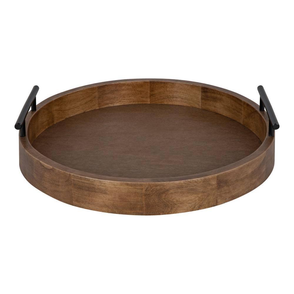 Kate and Laurel Lipton Tray, 15.5" Diameter, Rustic Brown