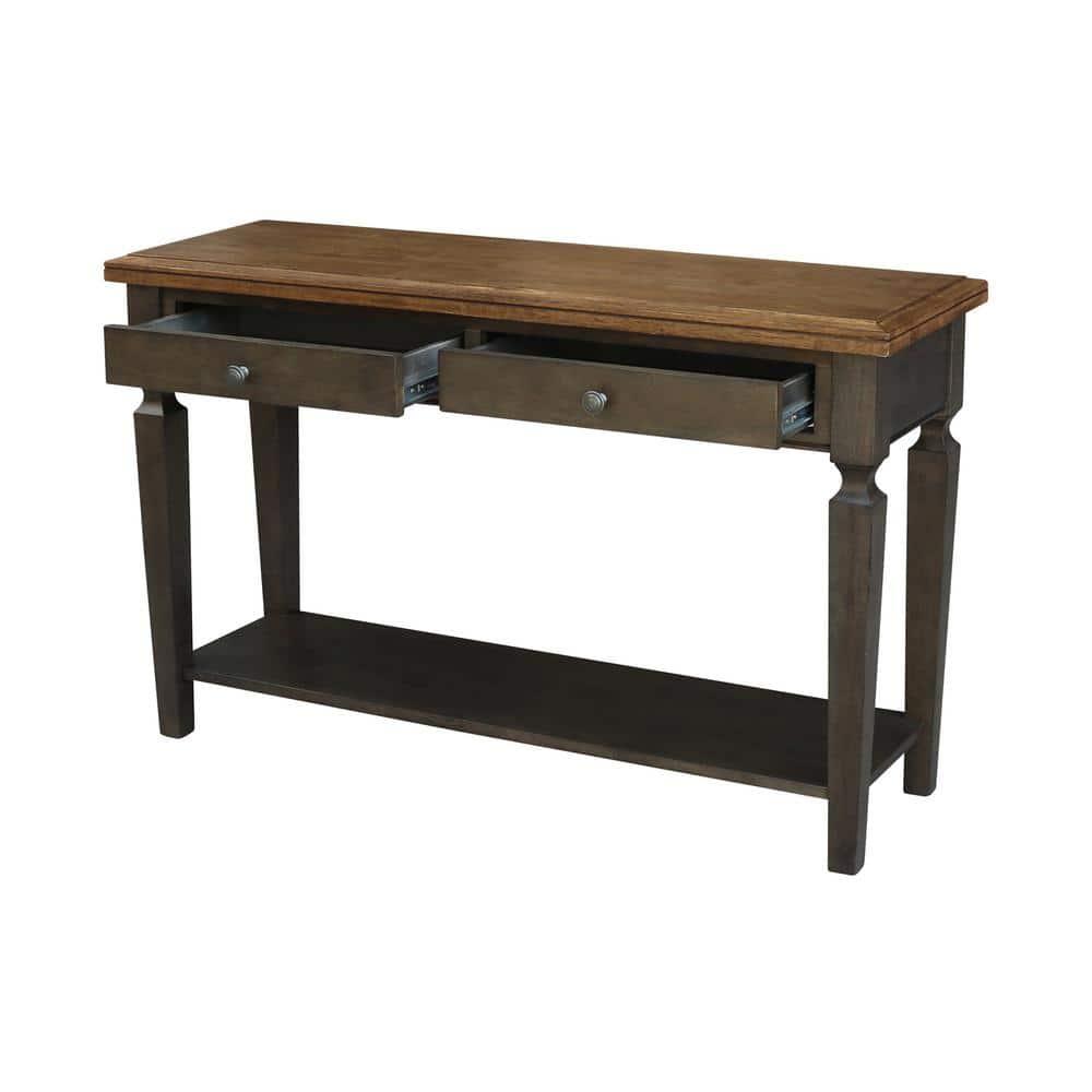 Vista Solid Wood Console/Sofa Table in Hickory/Washed Coal