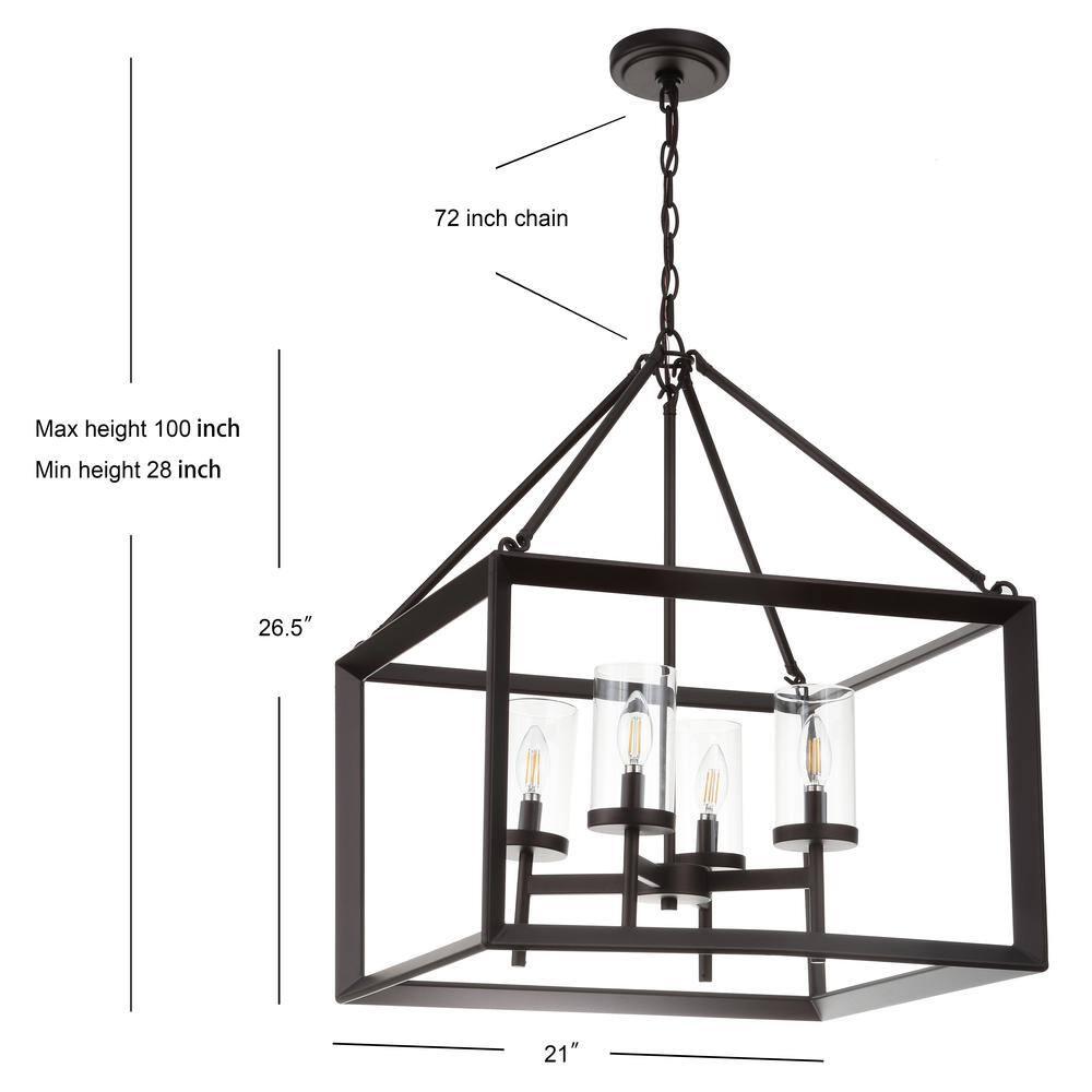 Anna 21" 4-light Metal/Glass LED Pendant, Oil Rubbed Bronze
