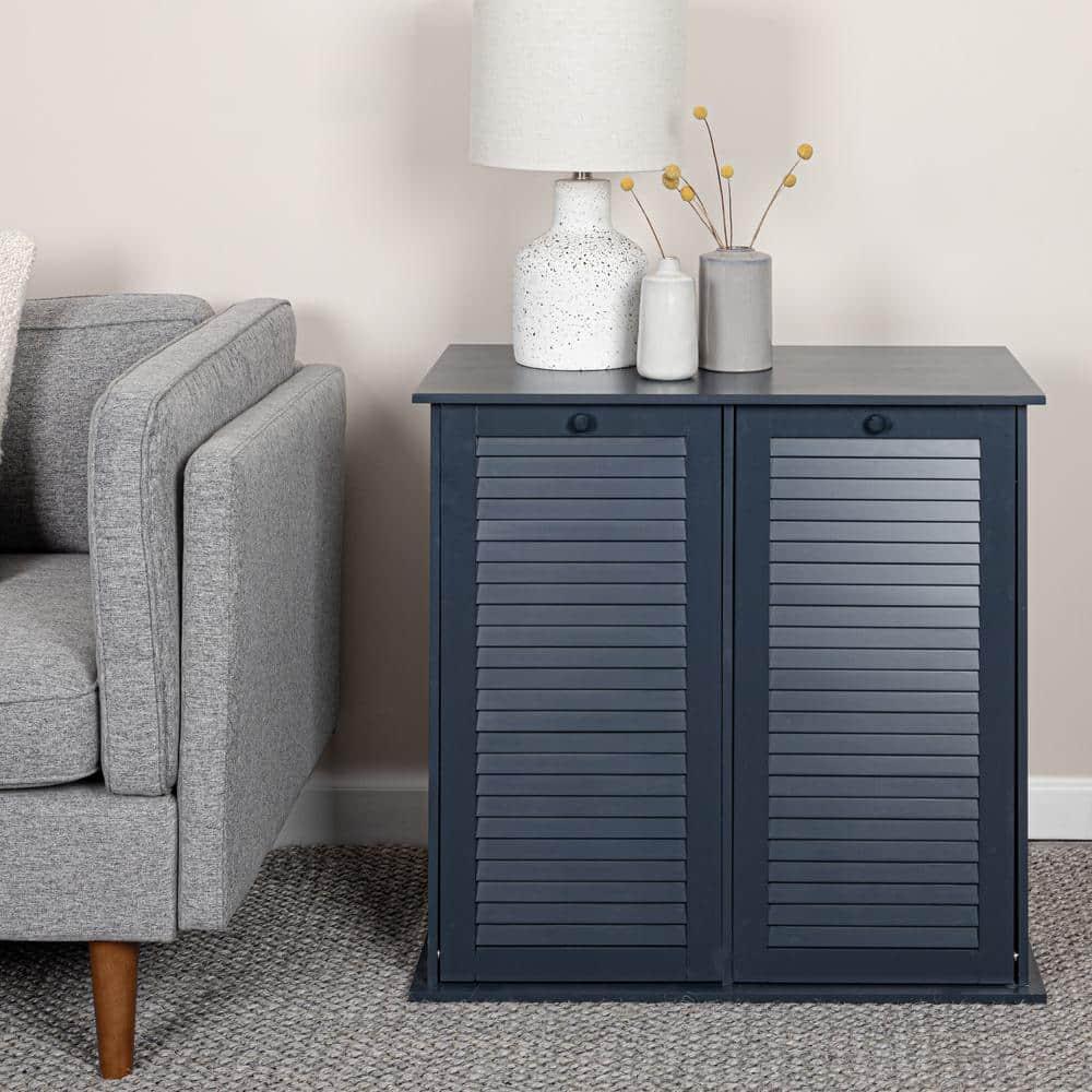 Tilt-out Cabinet Laundry Sorter with Shutter Front, Navy
