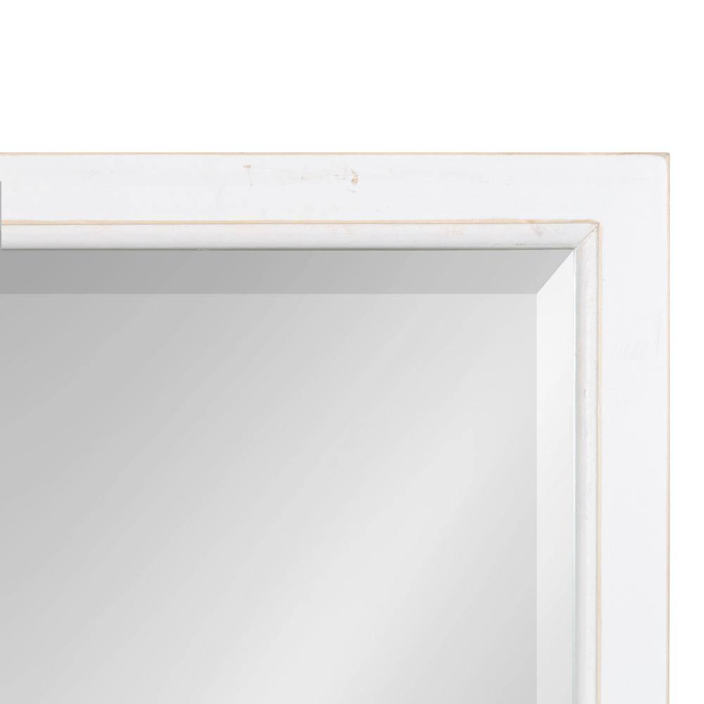 20" x 30" Hogan Wood Framed Decorative Wall Mirror White - Kate & Laurel All Things Decor: Modern Rectangle, No Assembly Required