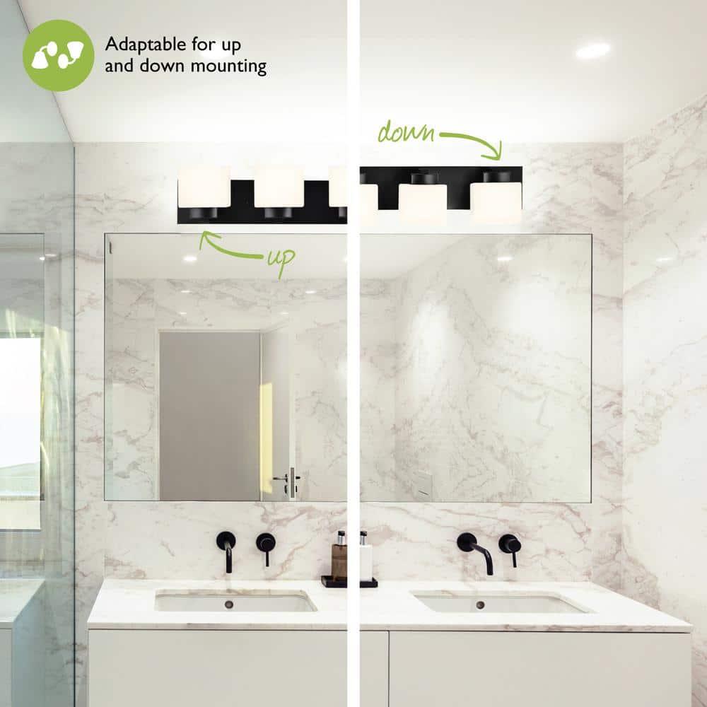 Design House Dove Creek 5-Light Dimmable Vanity Light with Frosted Glass Shades, Matte Black