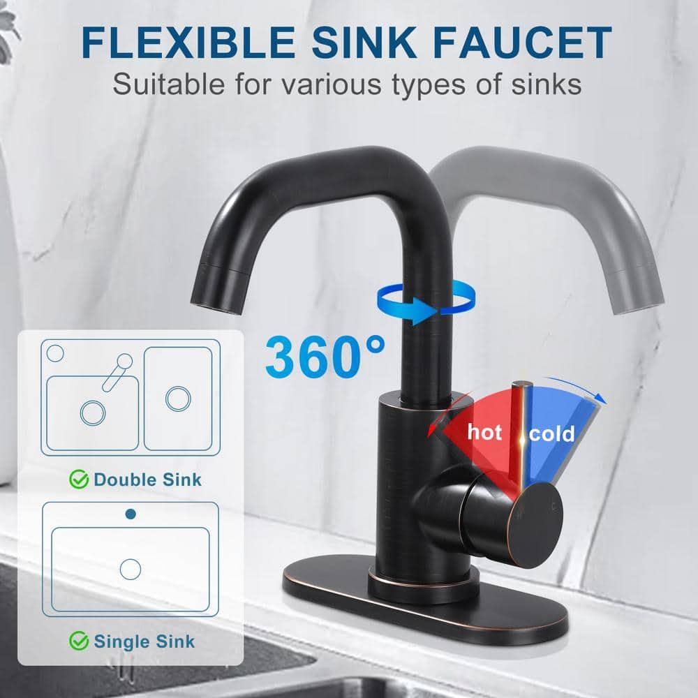 Single Handle Stainless Steel Bar Faucet With Supply Lines And Deckplate