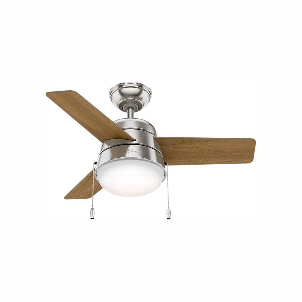 Aker 36" 3 - Blade Standard Ceiling Fan with Lights and Pull Chains