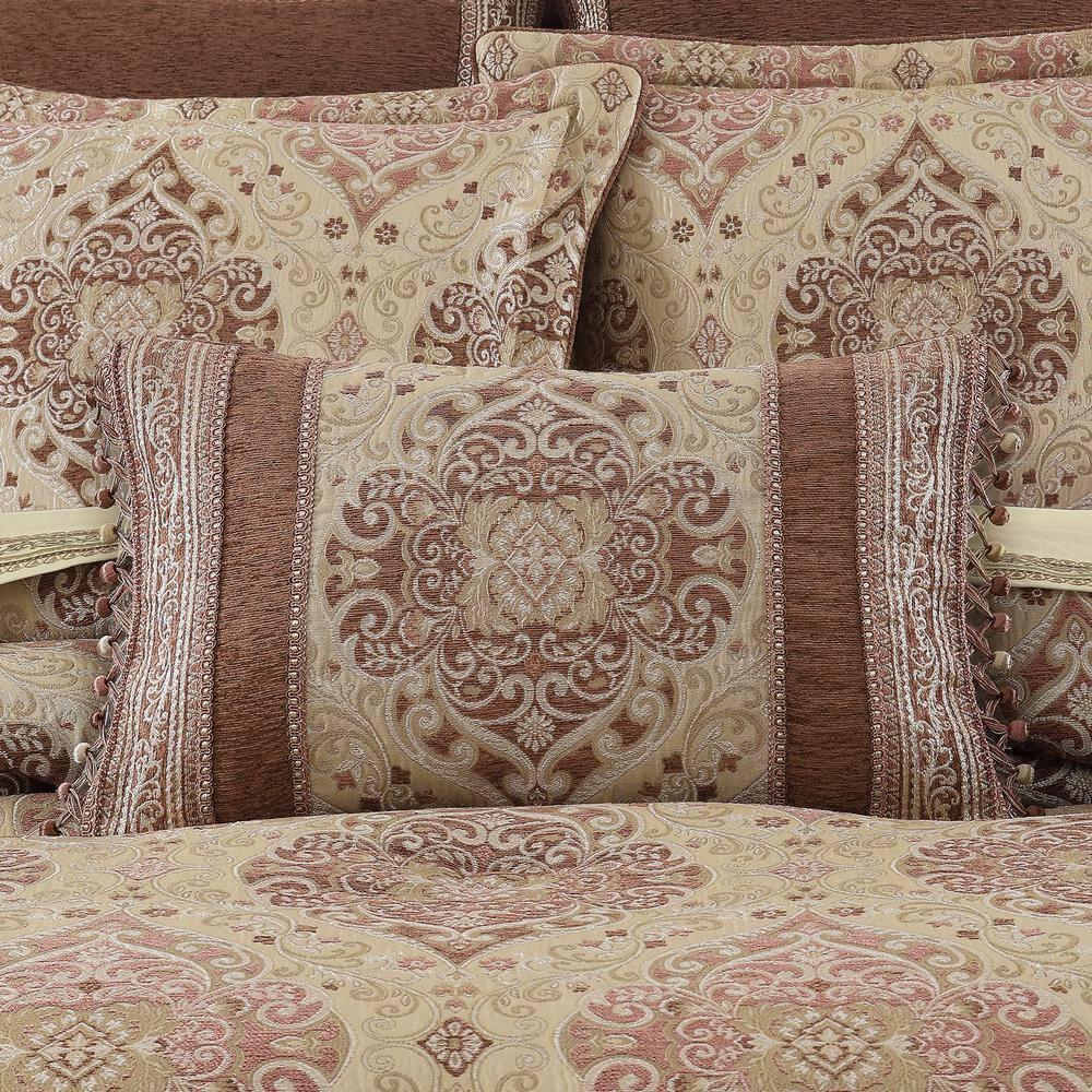 Terracotta Jacquard Boudoir Decorative Throw Pillow with Tassels
