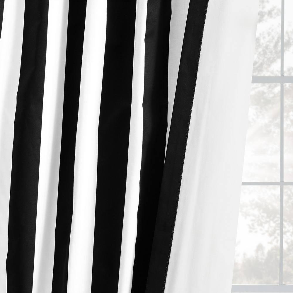 Cabana Black Printed Cotton Curtain (1 Panel), Cabana Black, 50W X 120L