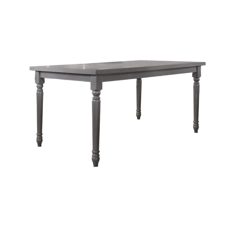 Best Master Luxembourg Solid Wood Rectangular Dining Table in Rustic Gray