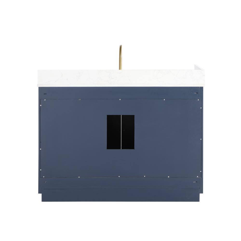 Gavino 48" Wood Vanity in Royal Blue with Composite Stone Top and Mirror